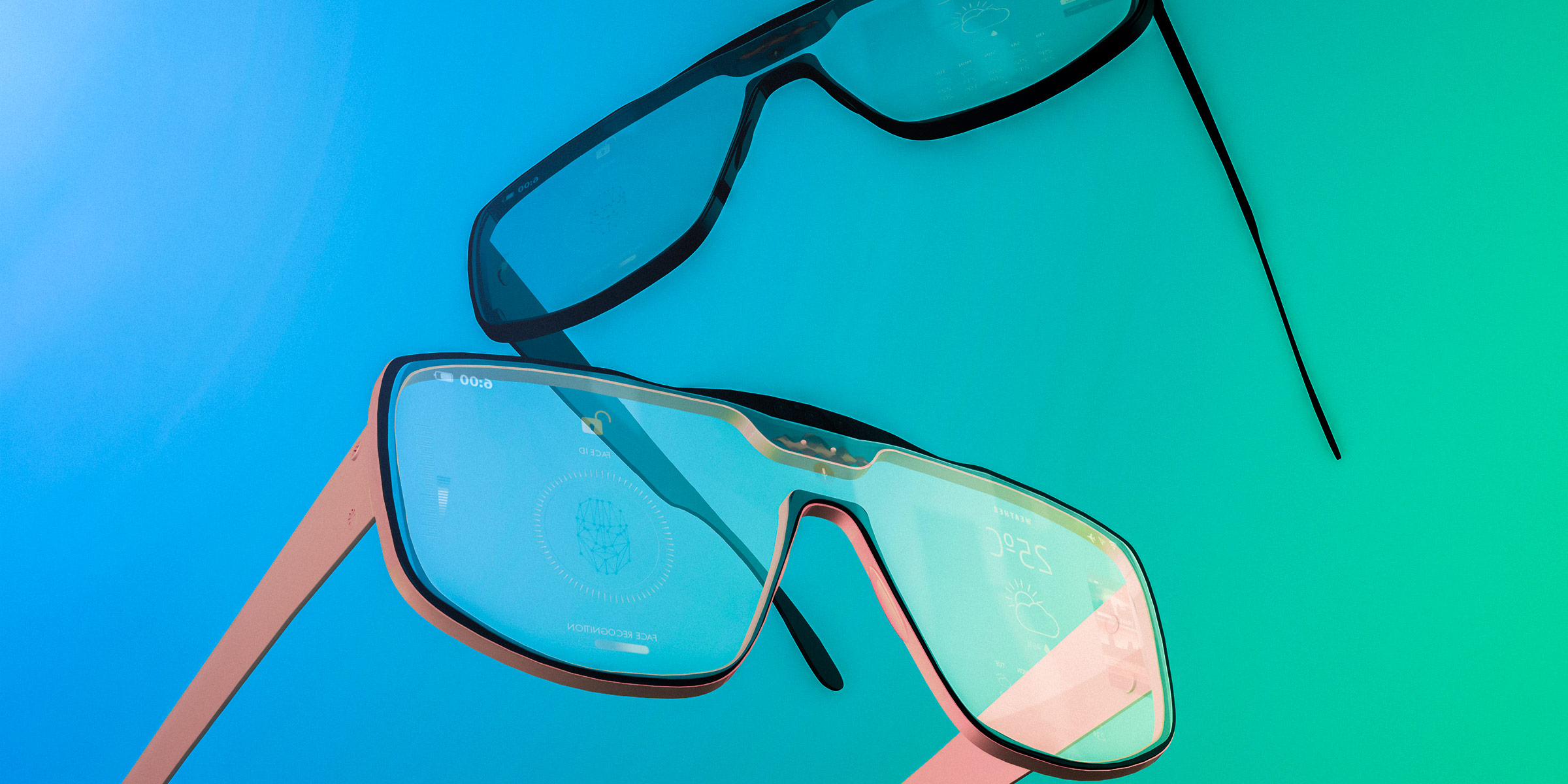 Photograph of two pairs of tech-enabled glasses